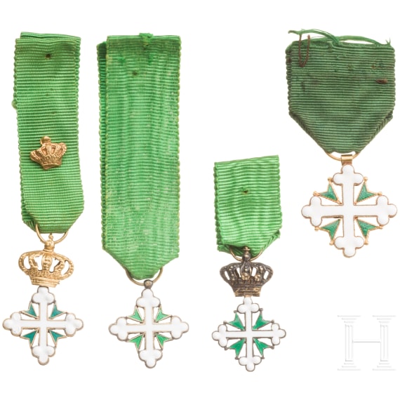 Italy - Order of Saint Mauritius and Saint Lazarus - four small order crosses, 20th century