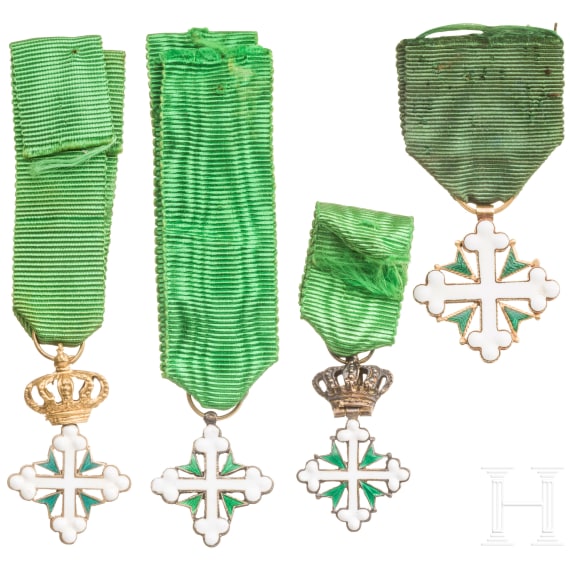 Italy - Order of Saint Mauritius and Saint Lazarus - four small order crosses, 20th century