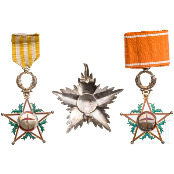 Alaouite Ch&eacute;rifien-Orden (Ouissam Alaouite Ch&eacute;rifien) - Breast Star of the Grand Cross and two Commander Crosses, Morocco