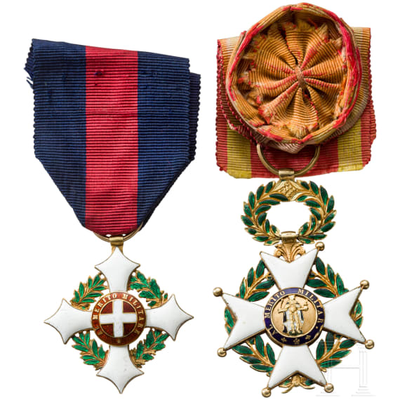 Two Military Merit Crosses, Spain/ Italy, 1st half 20th century