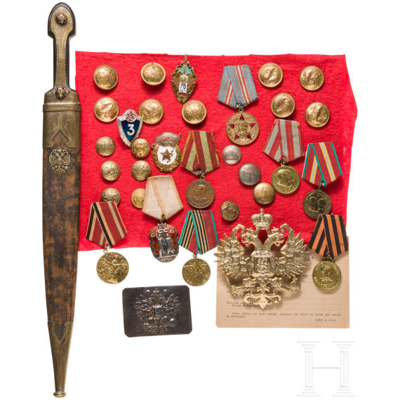 Eleven awards, Kinzal and Tsarist belt buckle, Russia, c. 1910/Soviet Union, since 1942