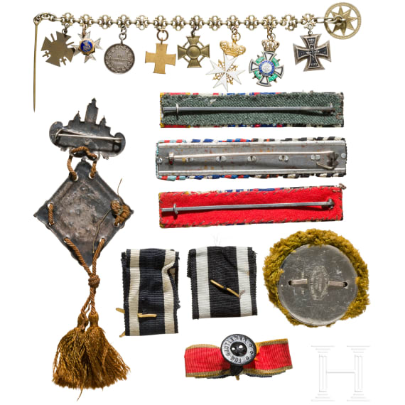 Royal House Order of Hohenzollern - order on tailcoat chain, ribbon bars