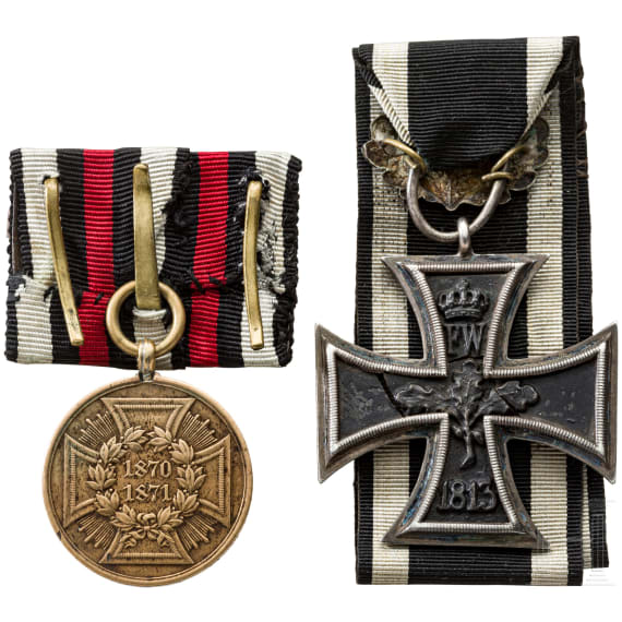 Medal bar with Iron Cross 2nd class 1870 and oak leaves "25"