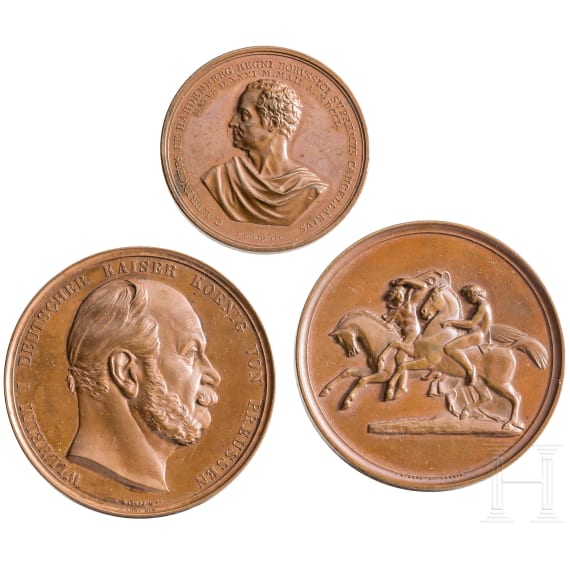 Three bronze medals, German, 19th century
