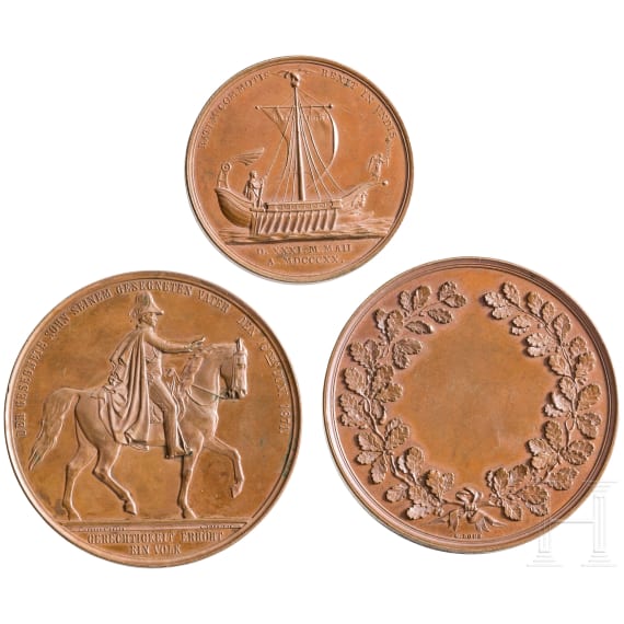 Three bronze medals, German, 19th century