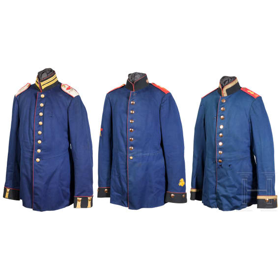 Three tunics of Prussian artillery, around 1900