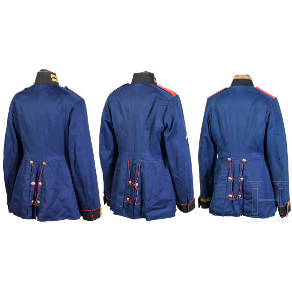 Three tunics of Prussian artillery, around 1900