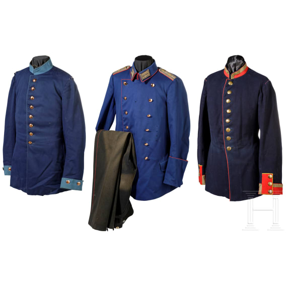 Three tunics and a pair of trousers, Prussia, around 1900