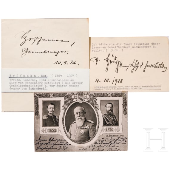 Three original autographs of generals and military leaders of the 1st world war