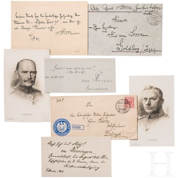 Three original autographs of generals and military leaders of the 1st world war