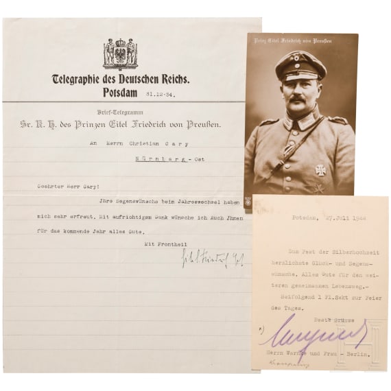 Eitel Friedrich Prince of Prussia (1883-1942) - letter with signature, picture postcard