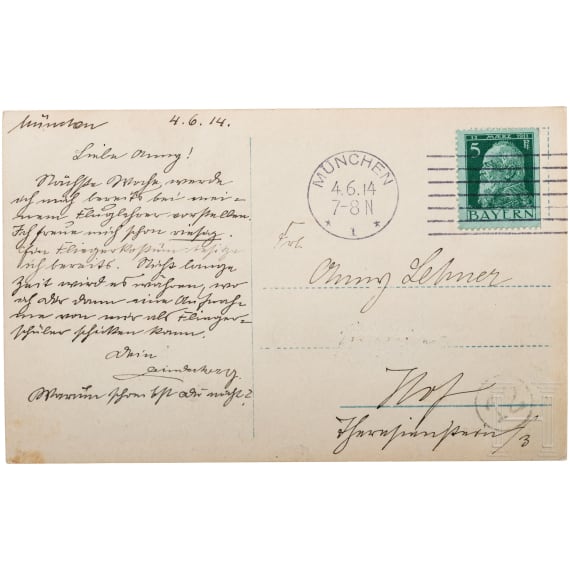 Oskar Prince of Prussia (1888-1958) - letter with signature, picture postcard