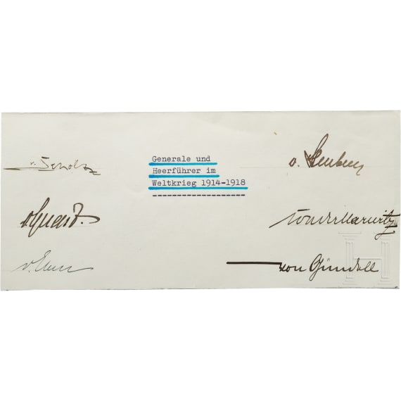 Six original autographs of generals and military leaders of the 1st world war