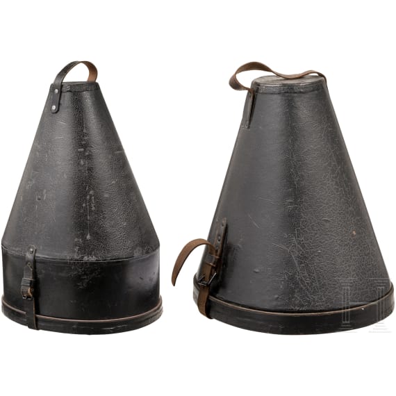Two German helmet cases, around 1900