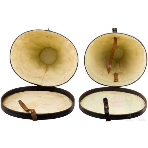 Two German helmet cases, around 1900