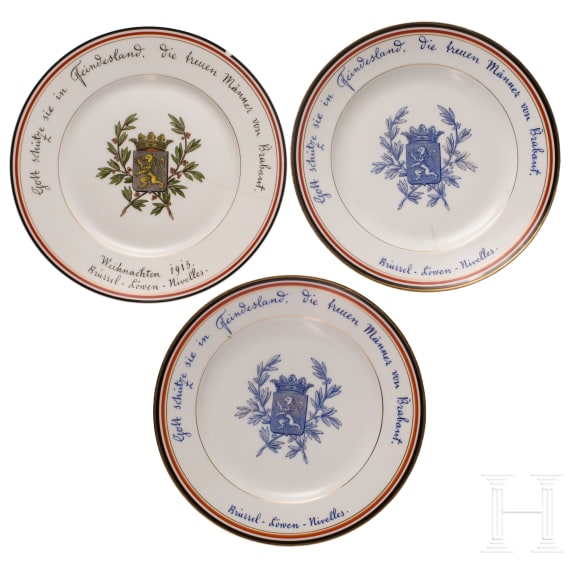 Three commemorative plates 1st world war - German occupation of Belgium