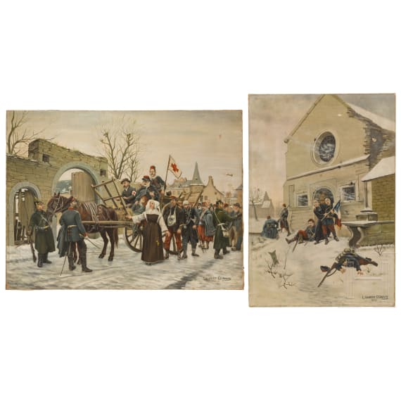 Lambert Donnay - two paintings of the Franco-German War 1870/71