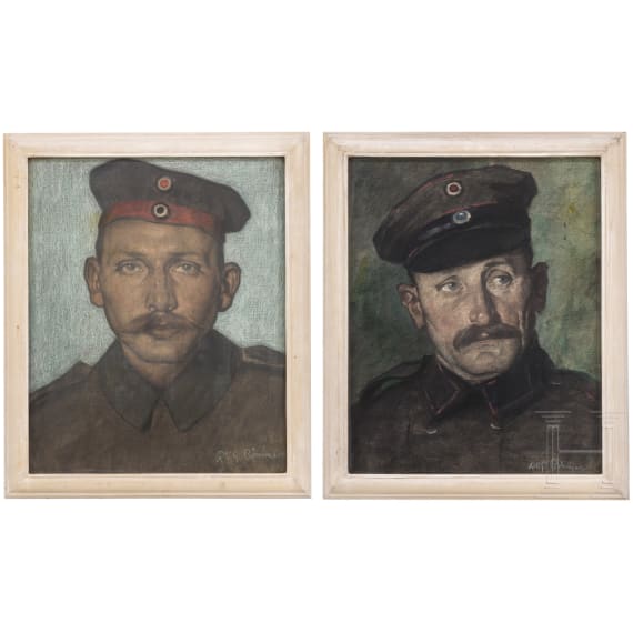 Robert B&ouml;ninger (1869 - 1935) - two soldier portraits