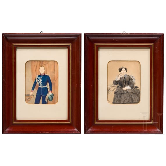 Portrait of a Saxon infantry officer and his wife, Dresden 1855