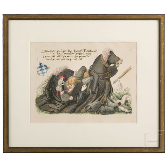 Hand coloured print of a Bavarian tournament