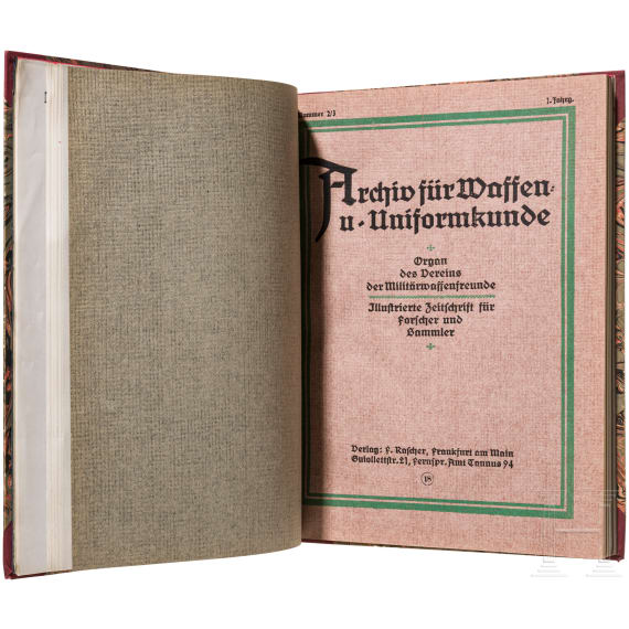 Archiv f&uuml;r Waffen- und Uniformkunde, hardcover complete edition, 1918-1919