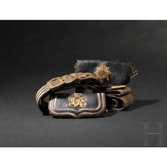Two cartouche boxes with bandeliers, England, c. 1900