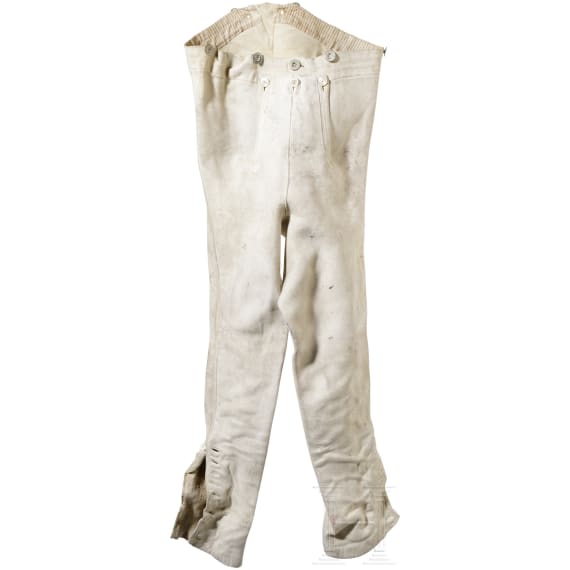 Military trousers and feather decoration, 19th century