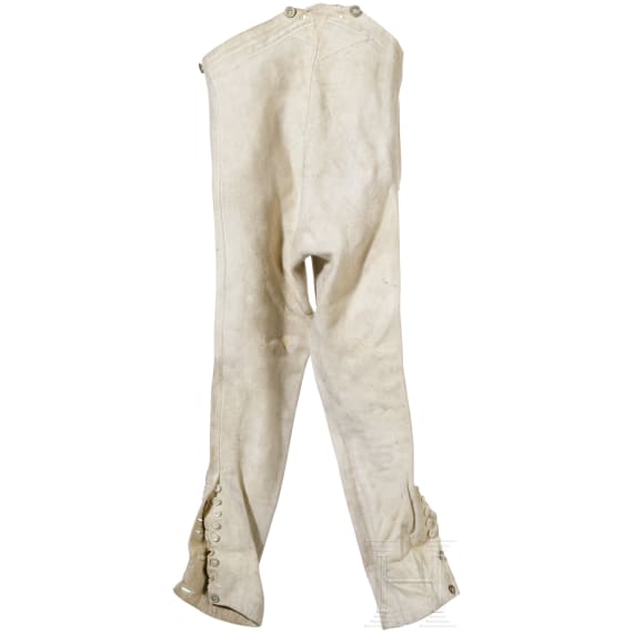 Military trousers and feather decoration, 19th century