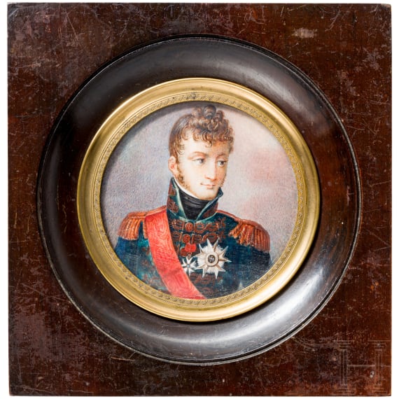 J&eacute;r&ocirc;me Bonaparte - miniature portrait on ivory, early 19th century