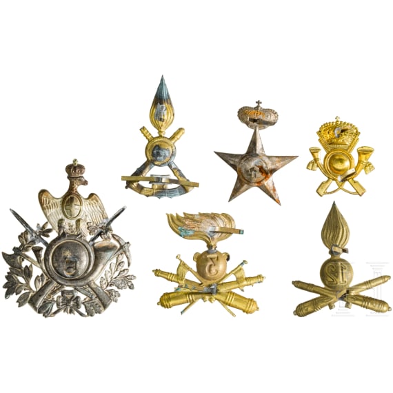Six Italian headgear emblems, 20th century