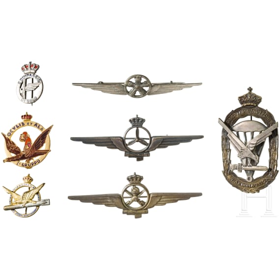 Seven Italian air force badges, 1st half of the 20th century