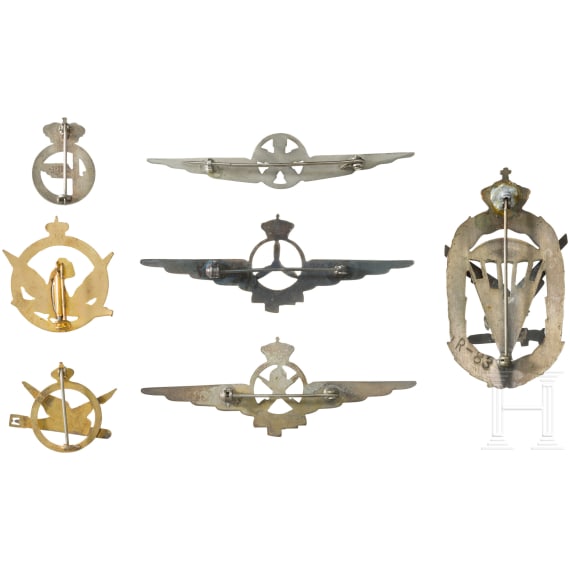 Seven Italian air force badges, 1st half of the 20th century