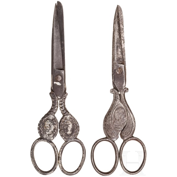 Two Italian scissors with royal portraits