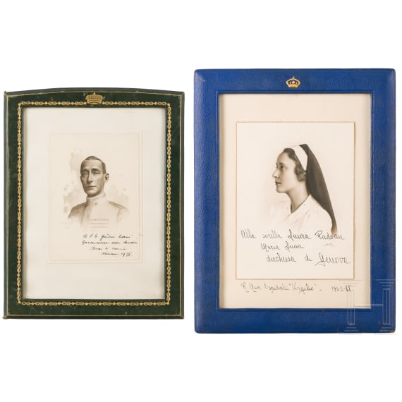 Two signed photos of the Italian royal family