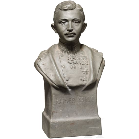 Emperor Karl I. - Zinc bust of the "Official War Welfare"