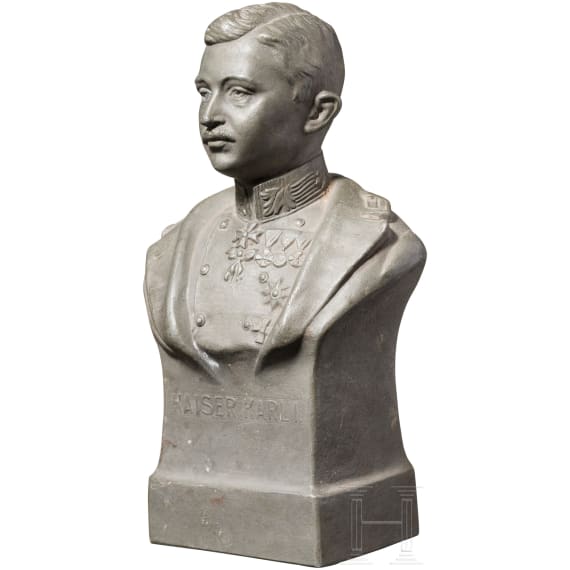 Emperor Karl I. - Zinc bust of the "Official War Welfare"