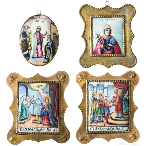 Four little Russian icons, 2nd half of the 19th century