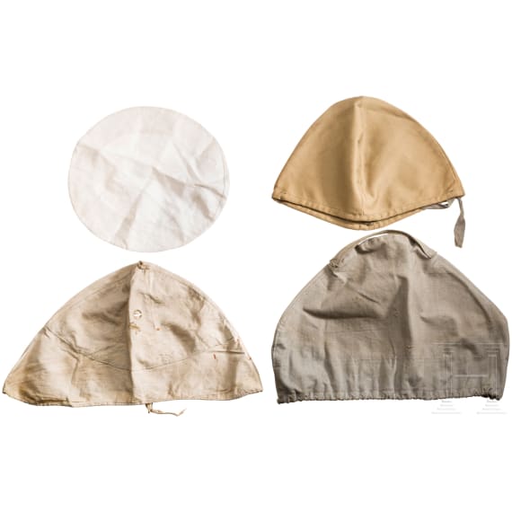 Four covers for helmets / caps, European, 20th century