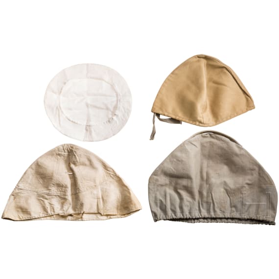 Four covers for helmets / caps, European, 20th century