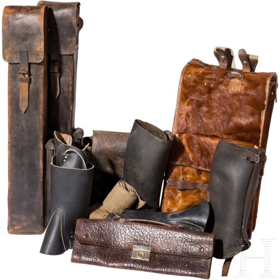Convolute of knapsacks, gaiters, cases, etc.