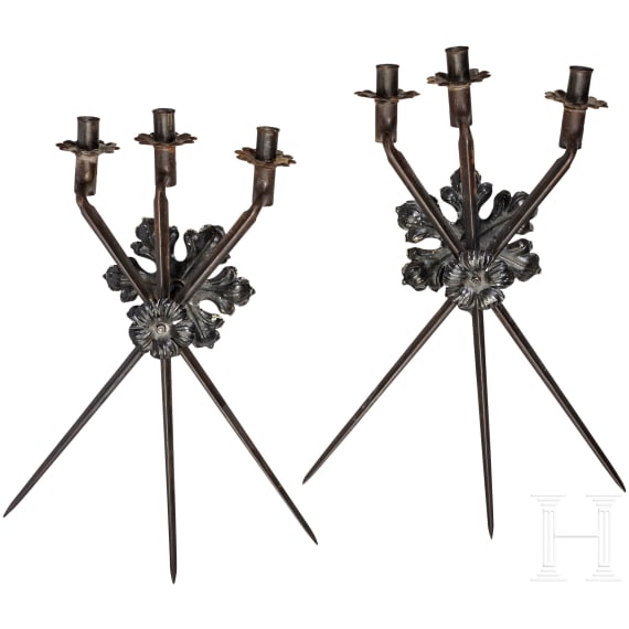 Two bayonet candlesticks, 19th and 20th century