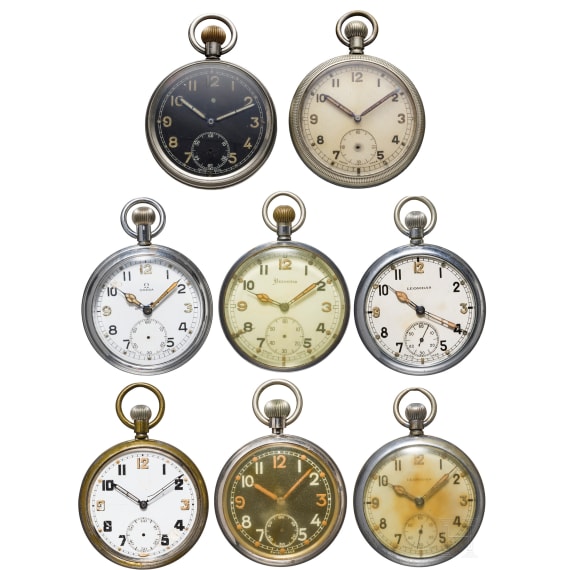 Eight service watches of the British Army