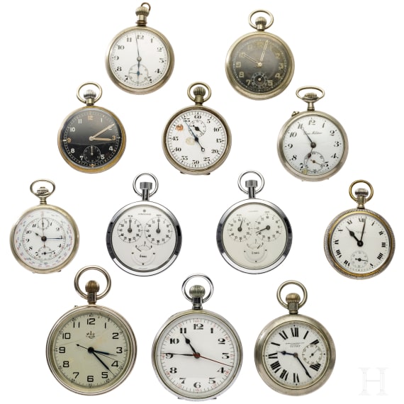 Nine service watches, three stop watches