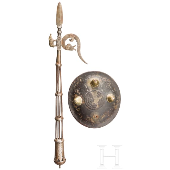 A ankus and a fist shield, India, 19th century