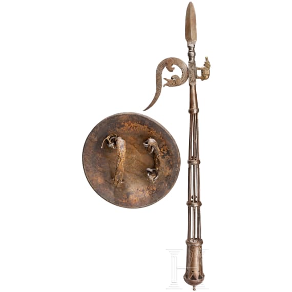 A ankus and a fist shield, India, 19th century