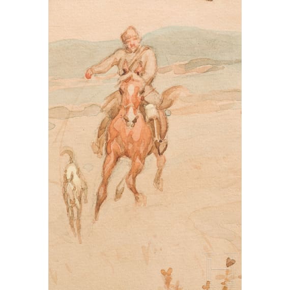 Russian hussars hunting rabbits