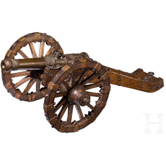 A model cannon with carriage, Nuremberg, dated 1650