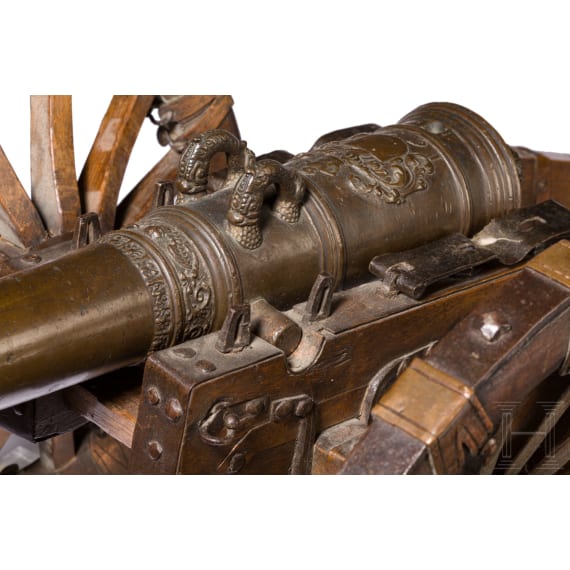 A model cannon with carriage, Nuremberg, dated 1650