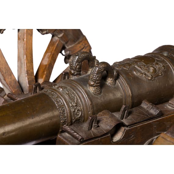 A model cannon with carriage, Nuremberg, dated 1650