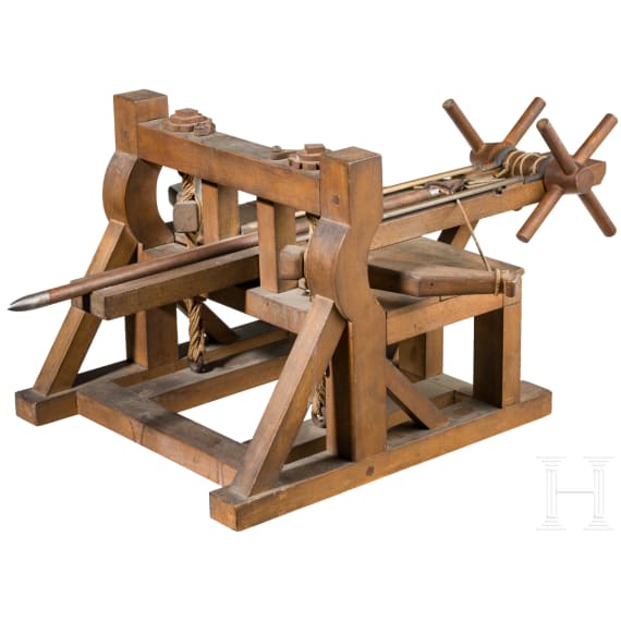 A rare model of a Roman torsion engine, late 19th/early 20th century